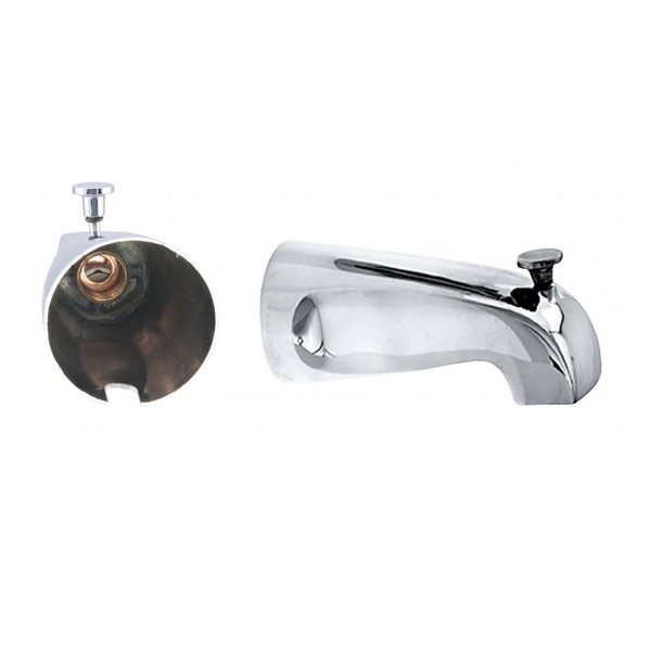 Westbrass Nose Diverter 5-1/2" Tub Spout in Polished Chrome D311-26